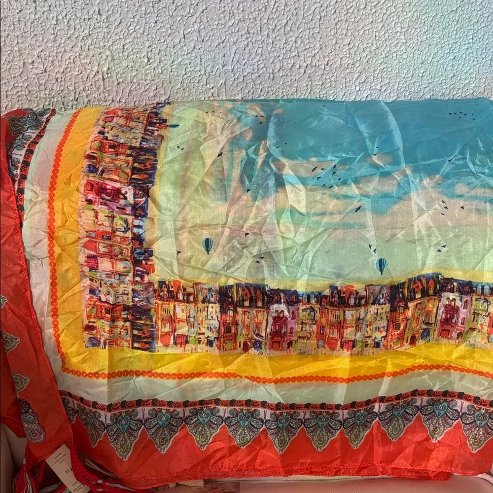 JOHNNY WAS SCARF 💯 SILK Vibrant Floral scarf. Brand New, Measurements: 44" x 44" - Picture 7 of 11